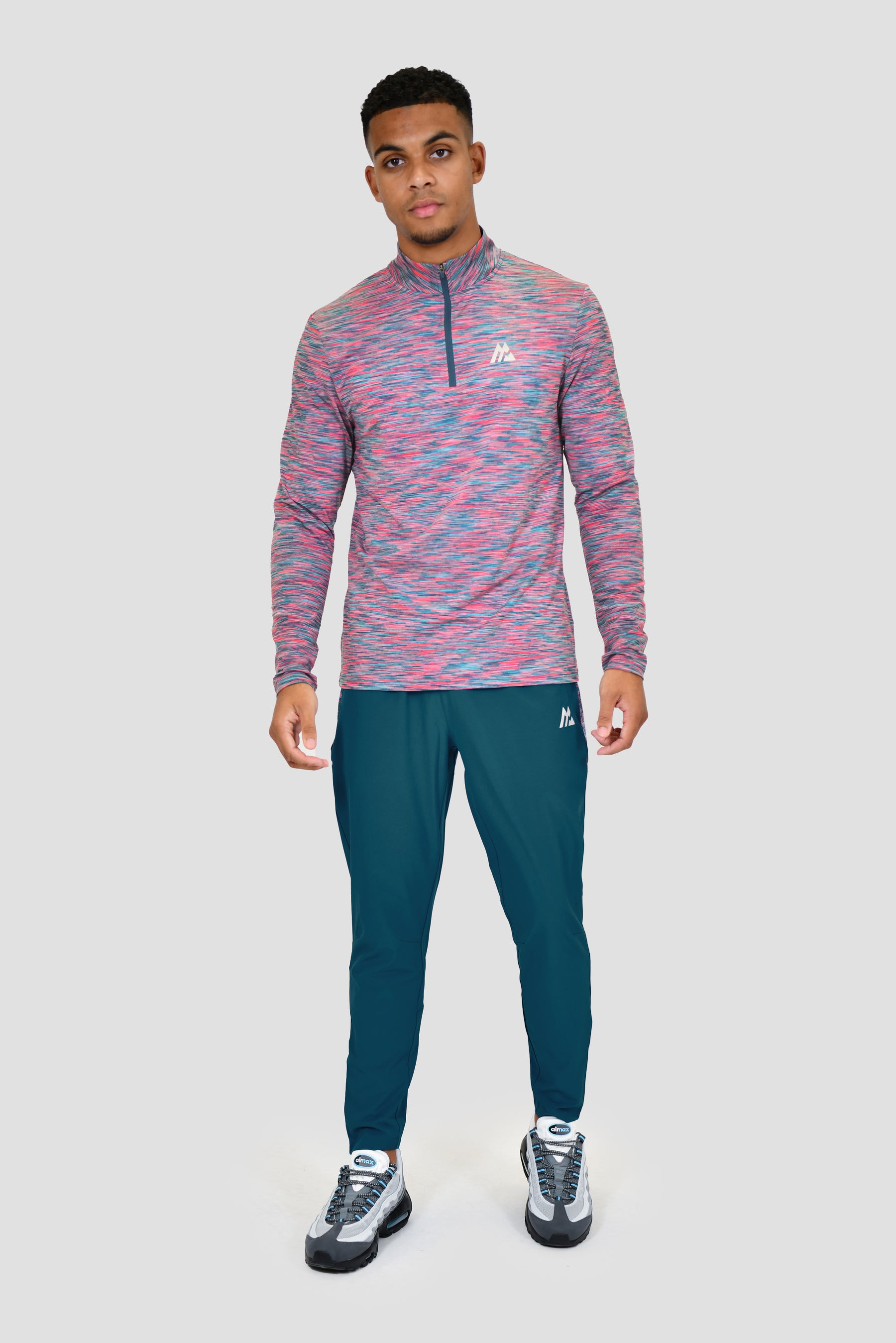 Men's Trail 1/4 Zip - Teal/Pink