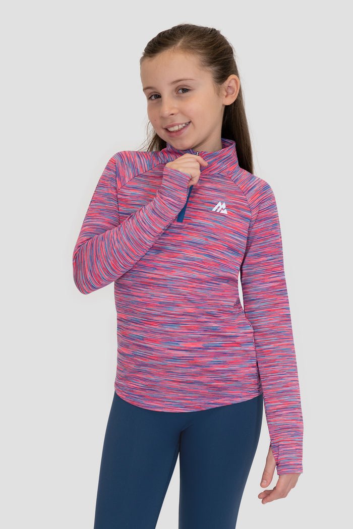 Girls Trail 1/4 Zip - Pink/Blue/Purple