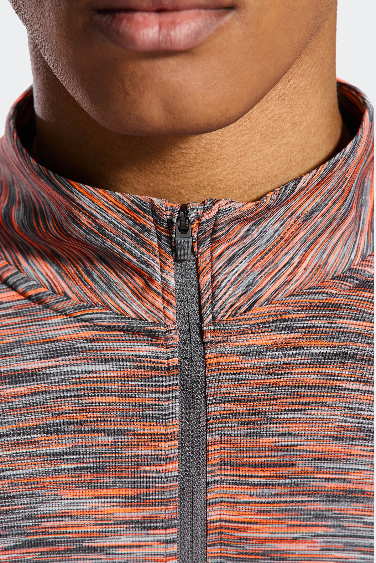 Trail 1/4 Zip - Grey/Orange — Standard fit with a quarter-zip fastening.