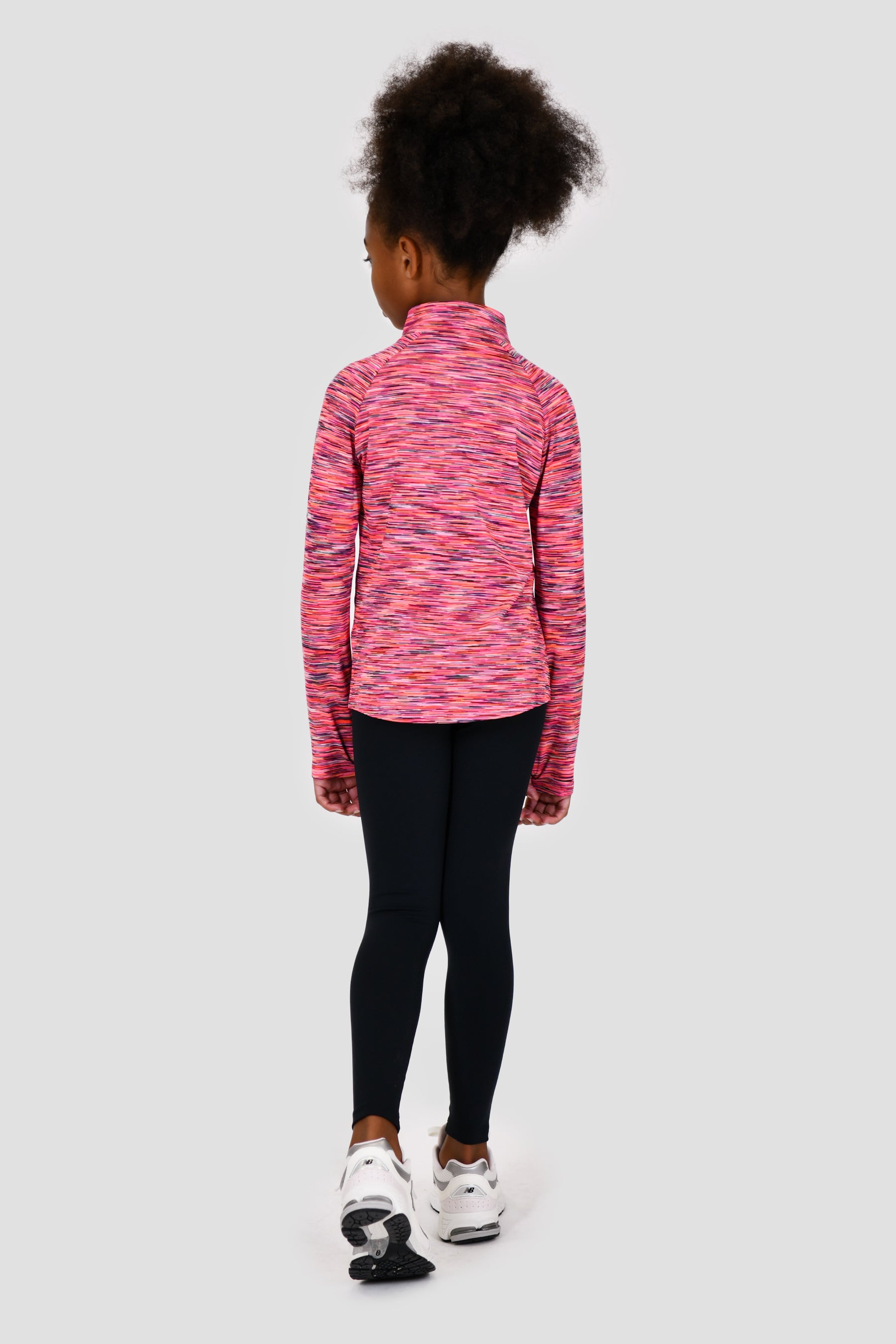 Girls Trail 1/4 Zip - Pink/Orange/Black Multi