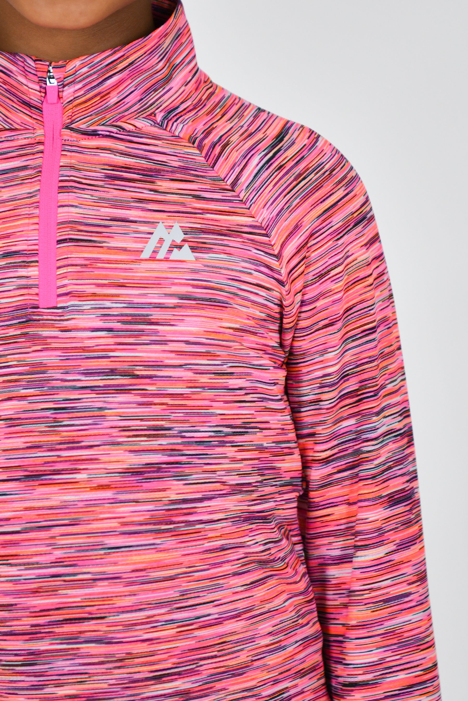 Girls Trail 1/4 Zip - Pink/Orange/Black Multi