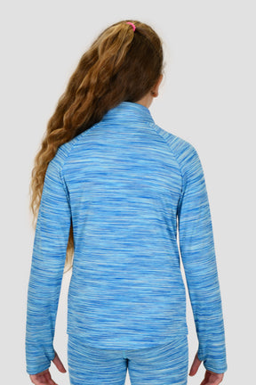 Girls Trail 1/4 Zip - Neon Blue Multi