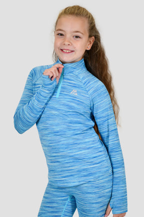 Girls Trail 1/4 Zip - Neon Blue Multi