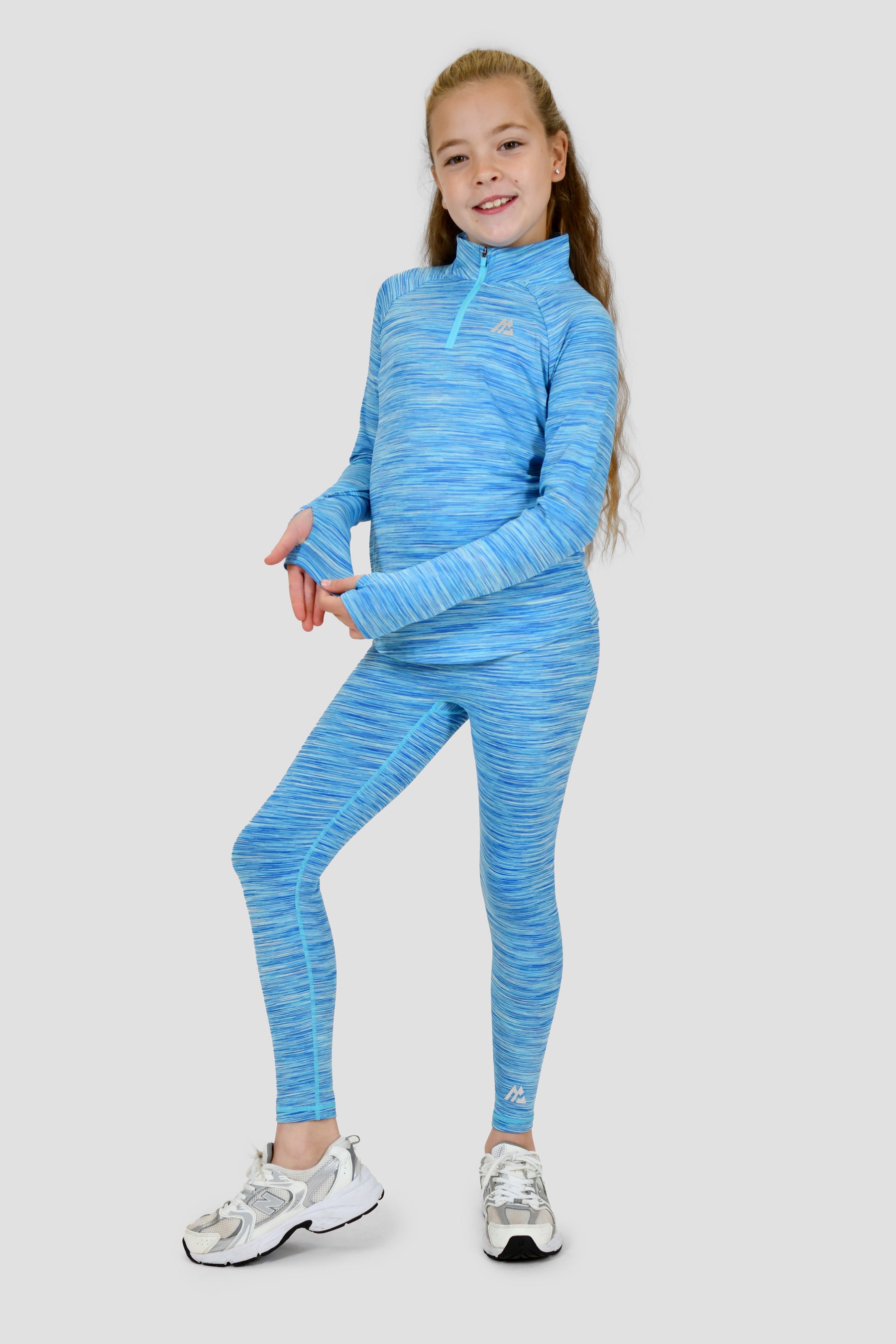 Girls Trail 1/4 Zip - Neon Blue Multi