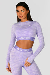 Women's Trail Icon Long Sleeve Crop Top - Lilac Multi