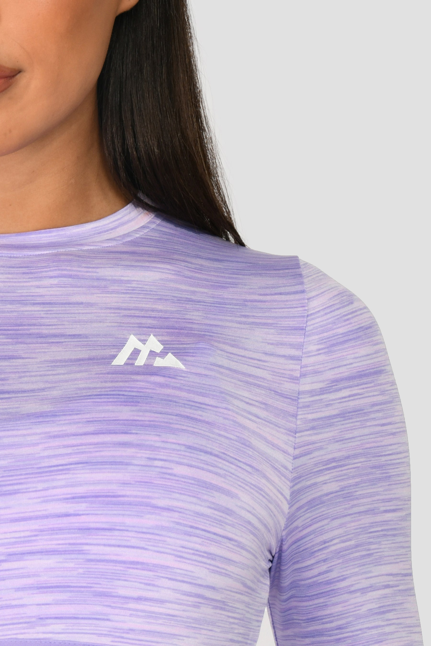 Women's Trail Icon Long Sleeve Crop Top - Lilac Multi
