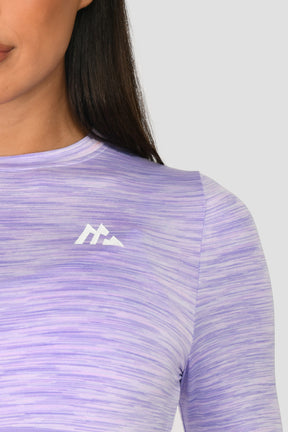 Women's Trail Icon Long Sleeve Crop Top - Lilac Multi