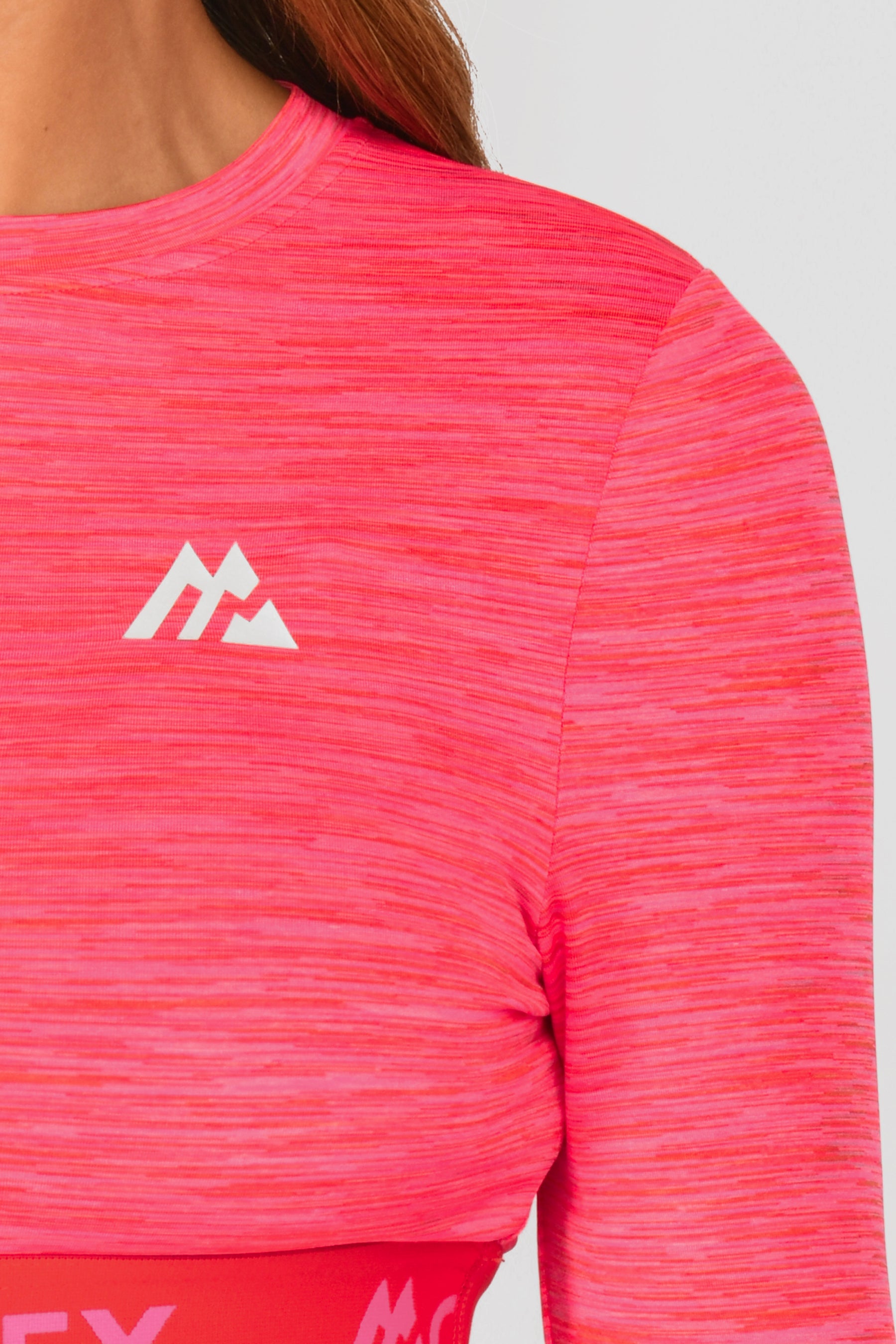 Women's Trail Icon Long Sleeve Crop - Neon Pink/Red