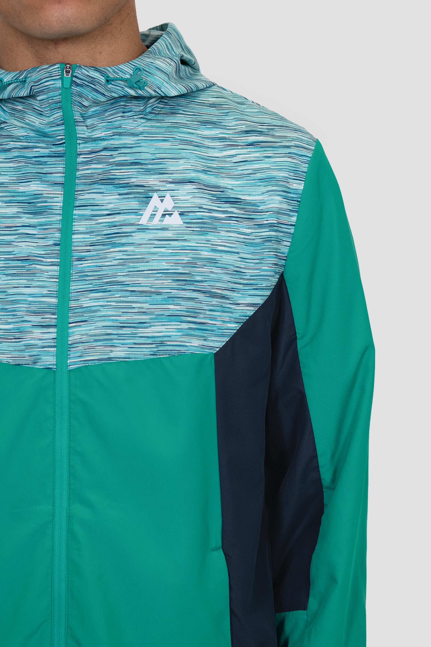 Men's Trail Windbreaker - Teal/Blue/White