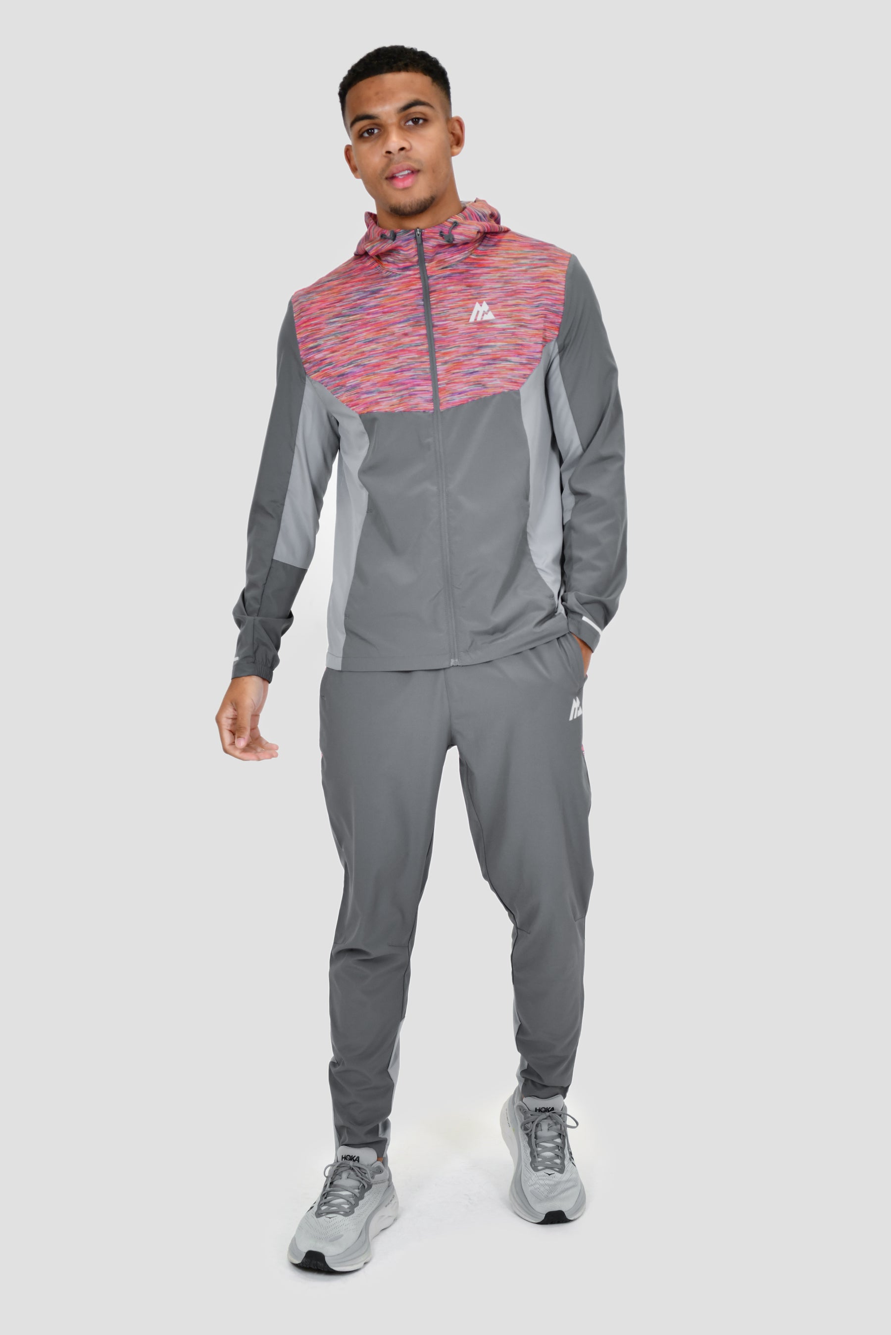 Men's Trail Windbreaker - Grey/Orange/Khaki/Pink