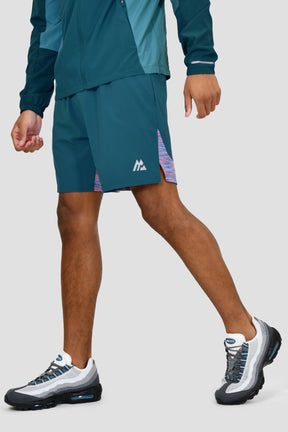 Men's Trail Panel Shorts - Teal/Pink