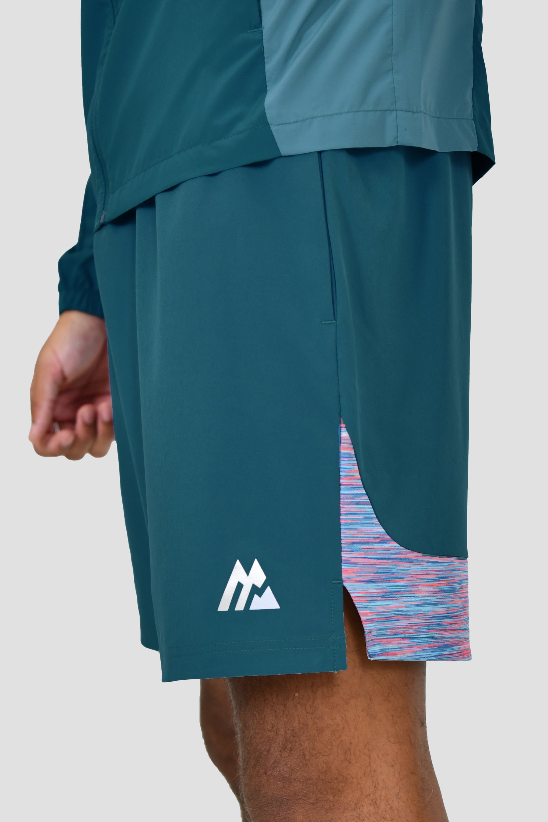 Men's Trail Panel Shorts - Teal/Pink