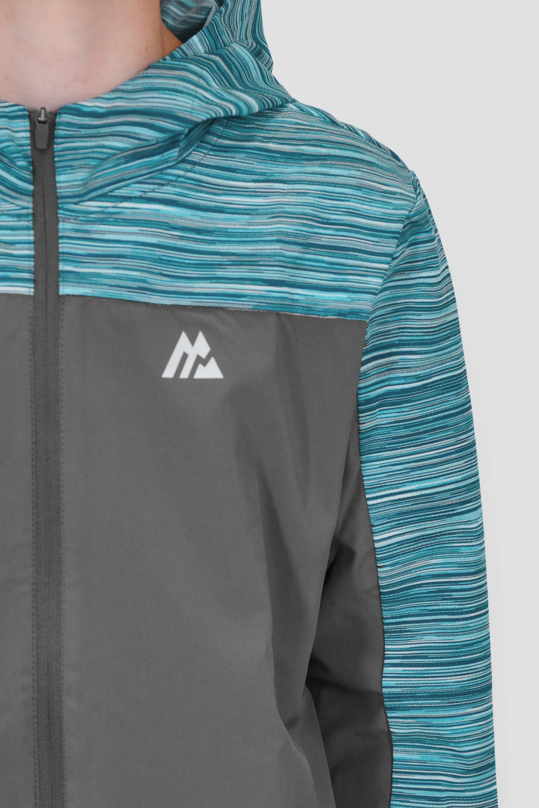 Junior Trail Windbreaker - Grey/Teal Multi