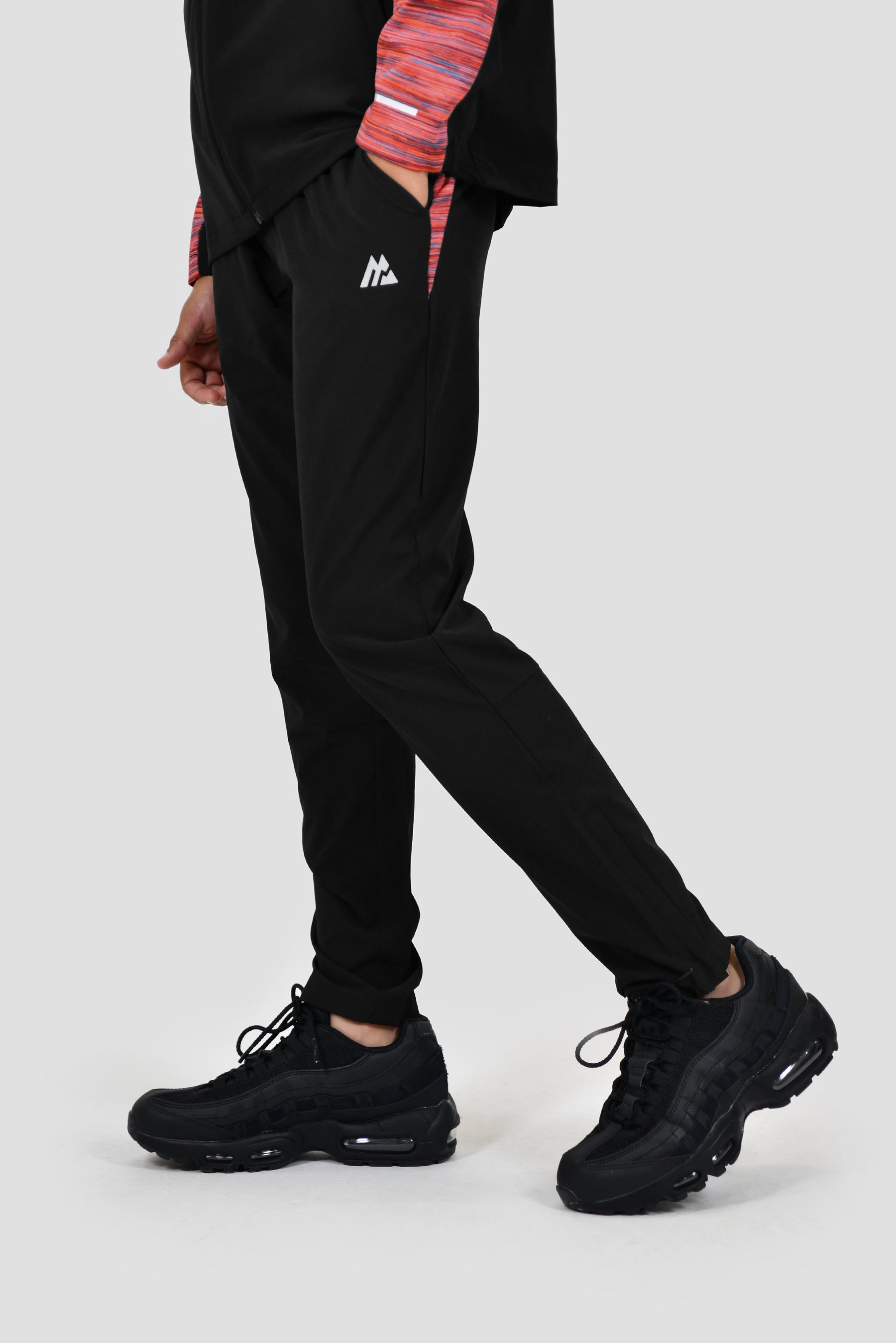 Junior Trail Panel Running Pant - Black/Red/Blue