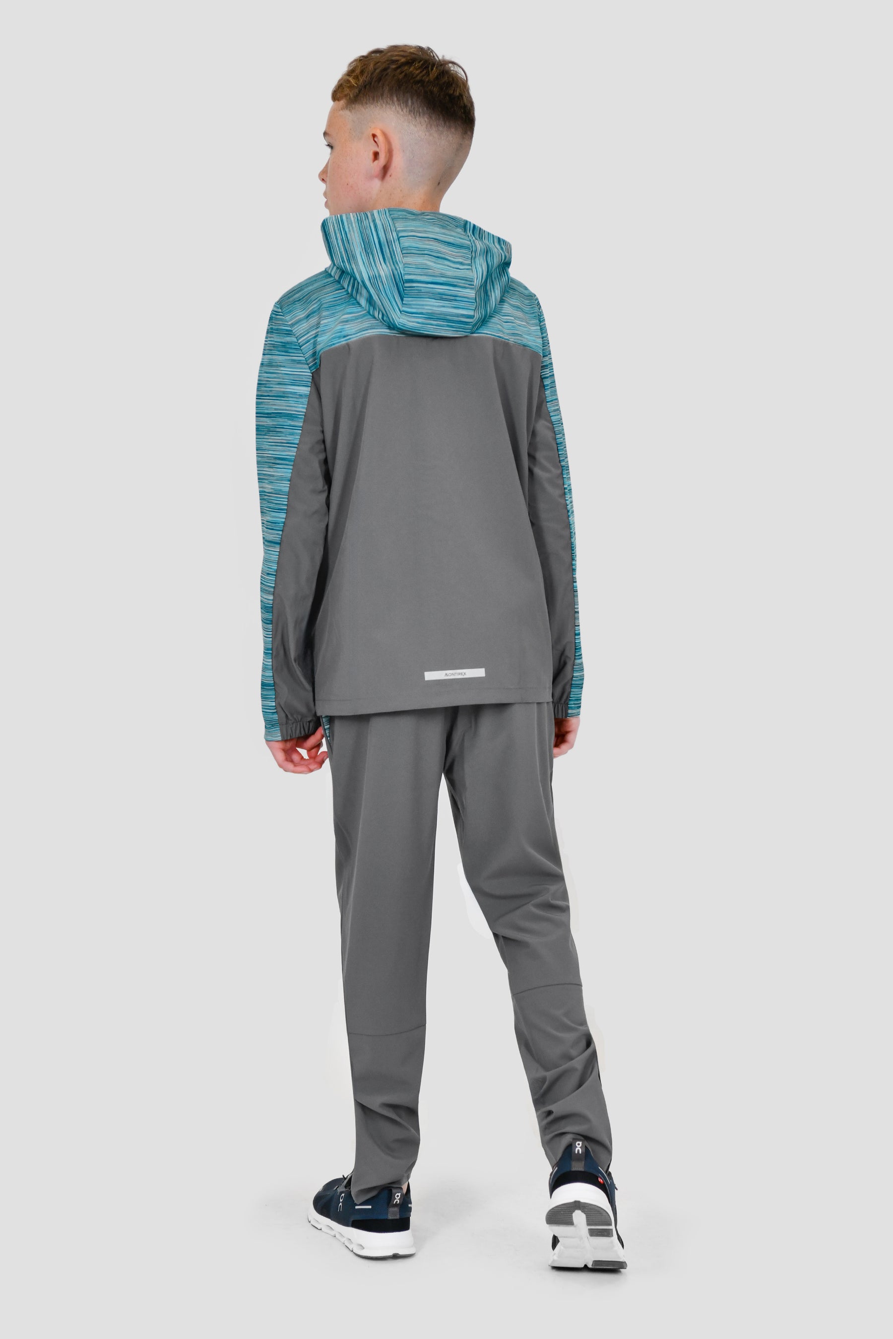 Junior Trail Panel Running Pant - Grey/Teal Multi