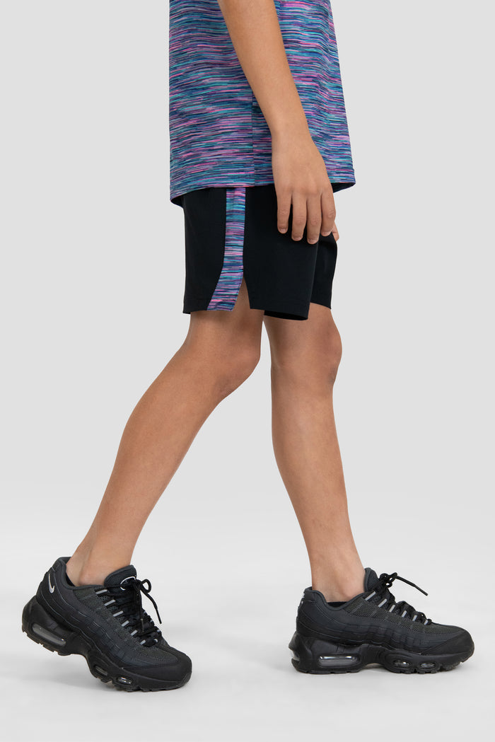 Boys Trail Panel Short - Black/Navy/Pink/Green