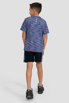 Boys Trail Panel Short - Black/Navy/Pink/Green