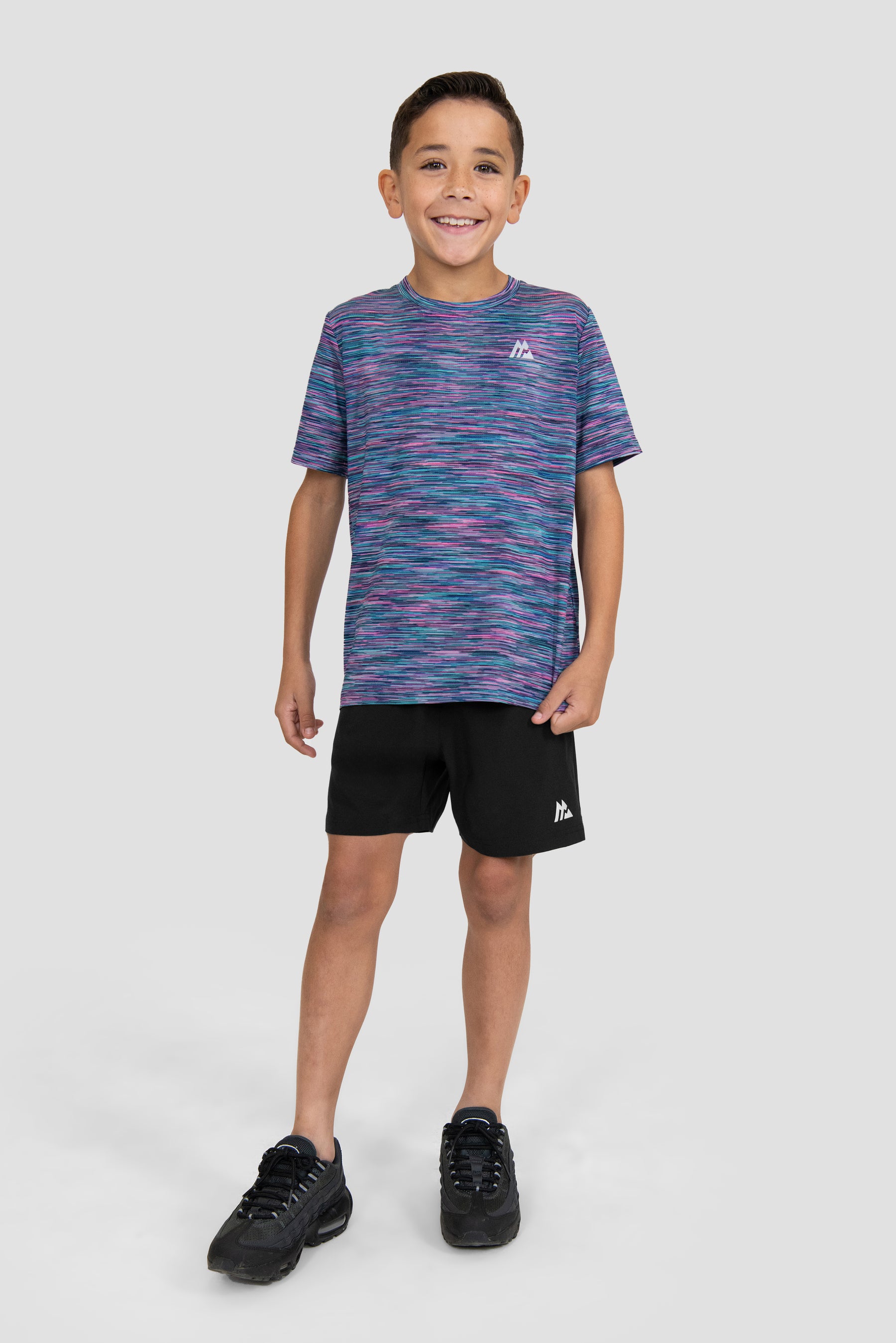 Boys Trail Panel Short - Black/Navy/Pink/Green