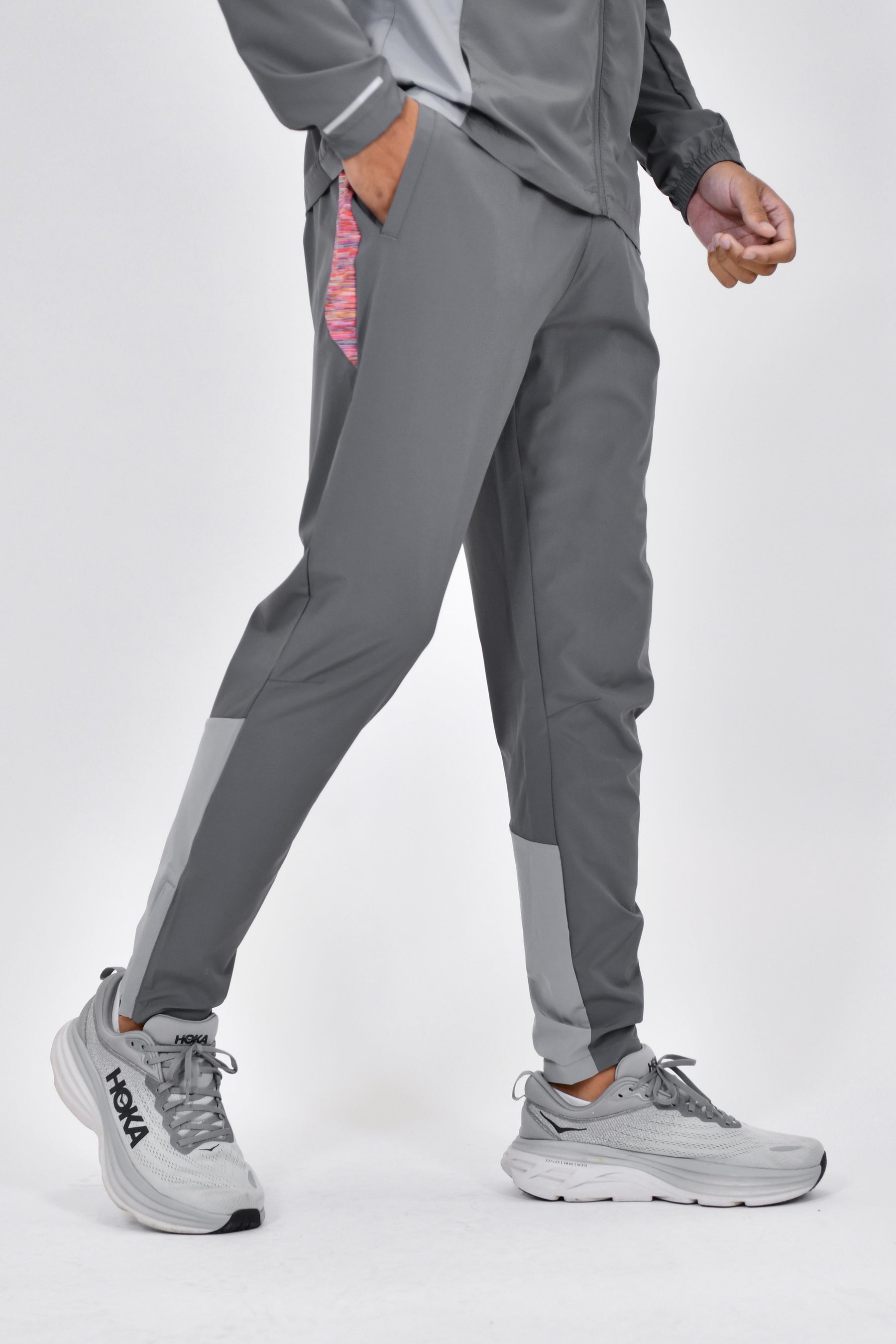 Trail Panel Running Pant - Grey/Orange/Purple