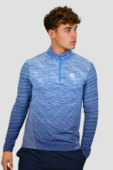 Trail Seamless 1/4 Zip - Midnight Blue/White/Oregon Blue/Caspian/Marine Blue