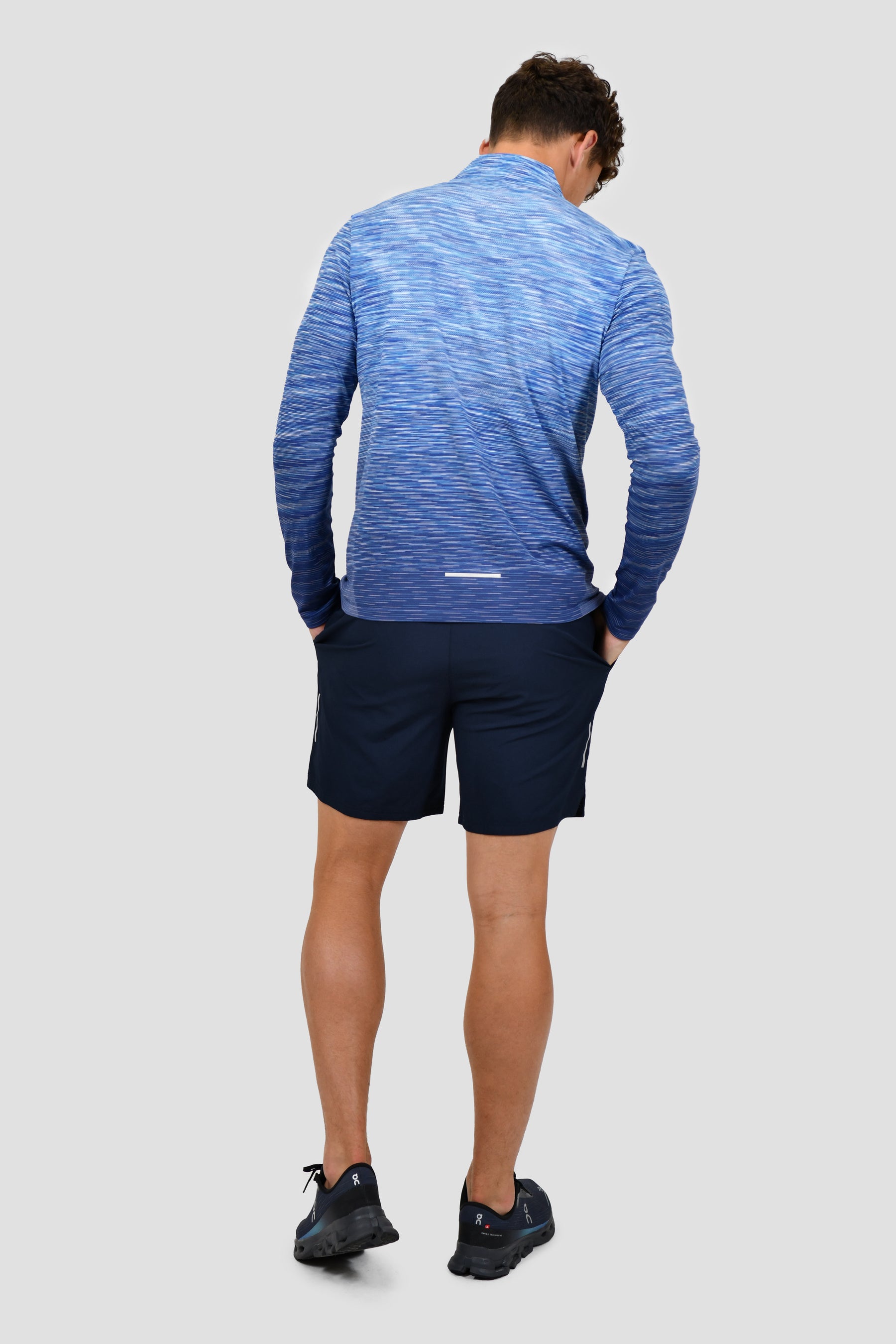 Trail Seamless 1/4 Zip - Midnight Blue/White/Oregon Blue/Caspian/Marine Blue