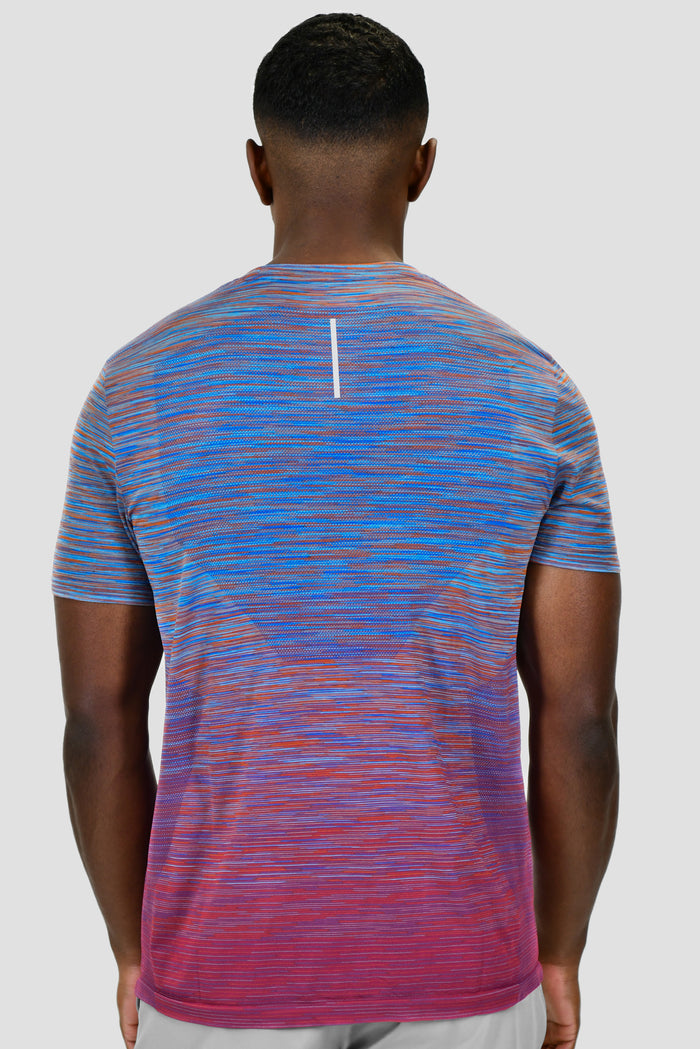 Men's Trail Seamless T-Shirt - Neon Blue/Orange/Red