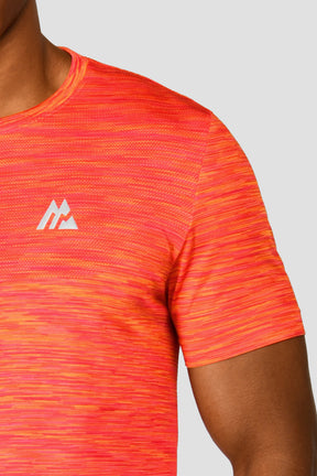 Men's Trail Seamless T-Shirt - Fiery Orange/Hot Pink/Hibiscus