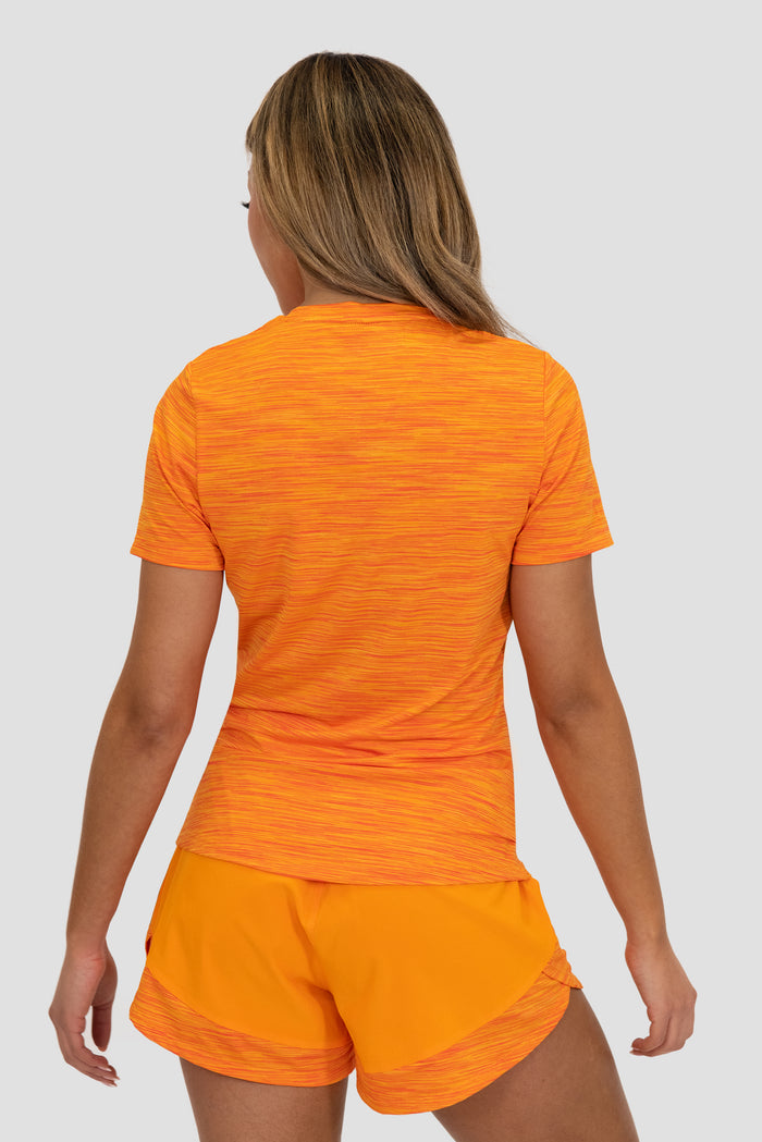 T-Shirt Trail para mulher - Laranja/Rosa