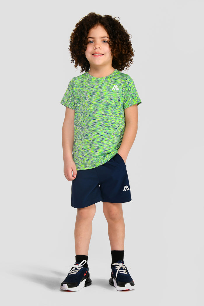 Infants Trail T-Shirt/Short Set - Neon Green/Midnight Blue
