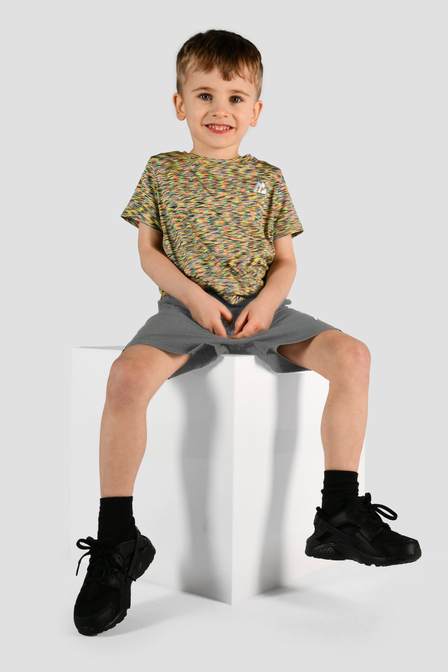 Infants Trail T-Shirt/Shorts Set - Neon Rainbow/Grey