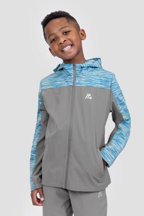 Boys Trail Windbreaker - Grey/Blue/Green/White