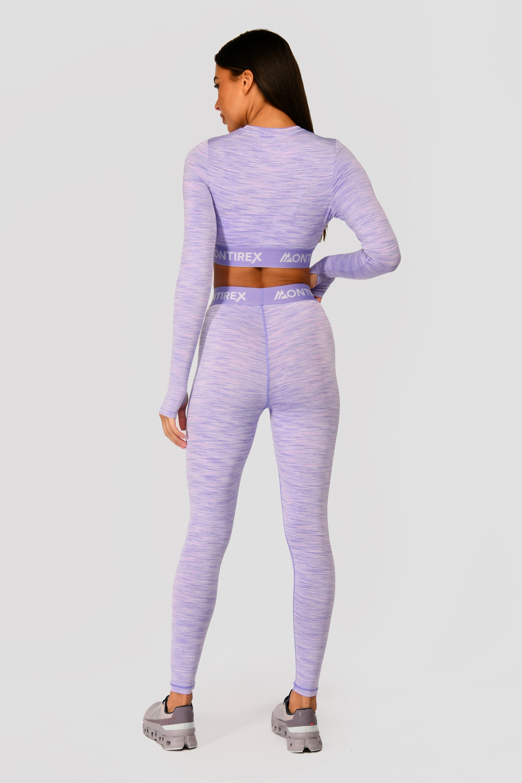 Women's Trail Icon Long Sleeve Crop Top - Lilac Multi