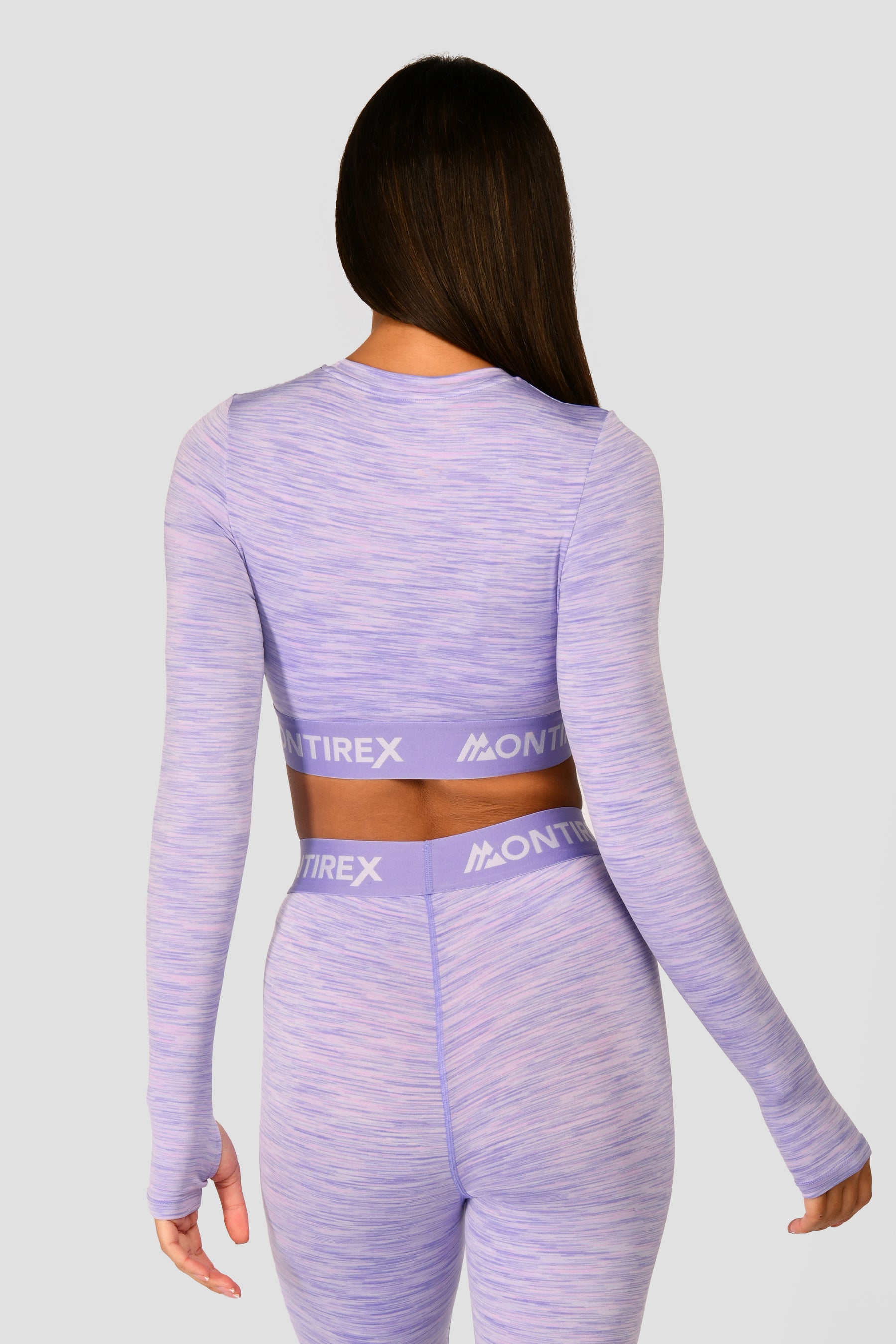 Women's Trail Icon Long Sleeve Crop Top - Lilac Multi