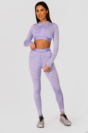 Women's Trail Icon Long Sleeve Crop Top - Lilac Multi