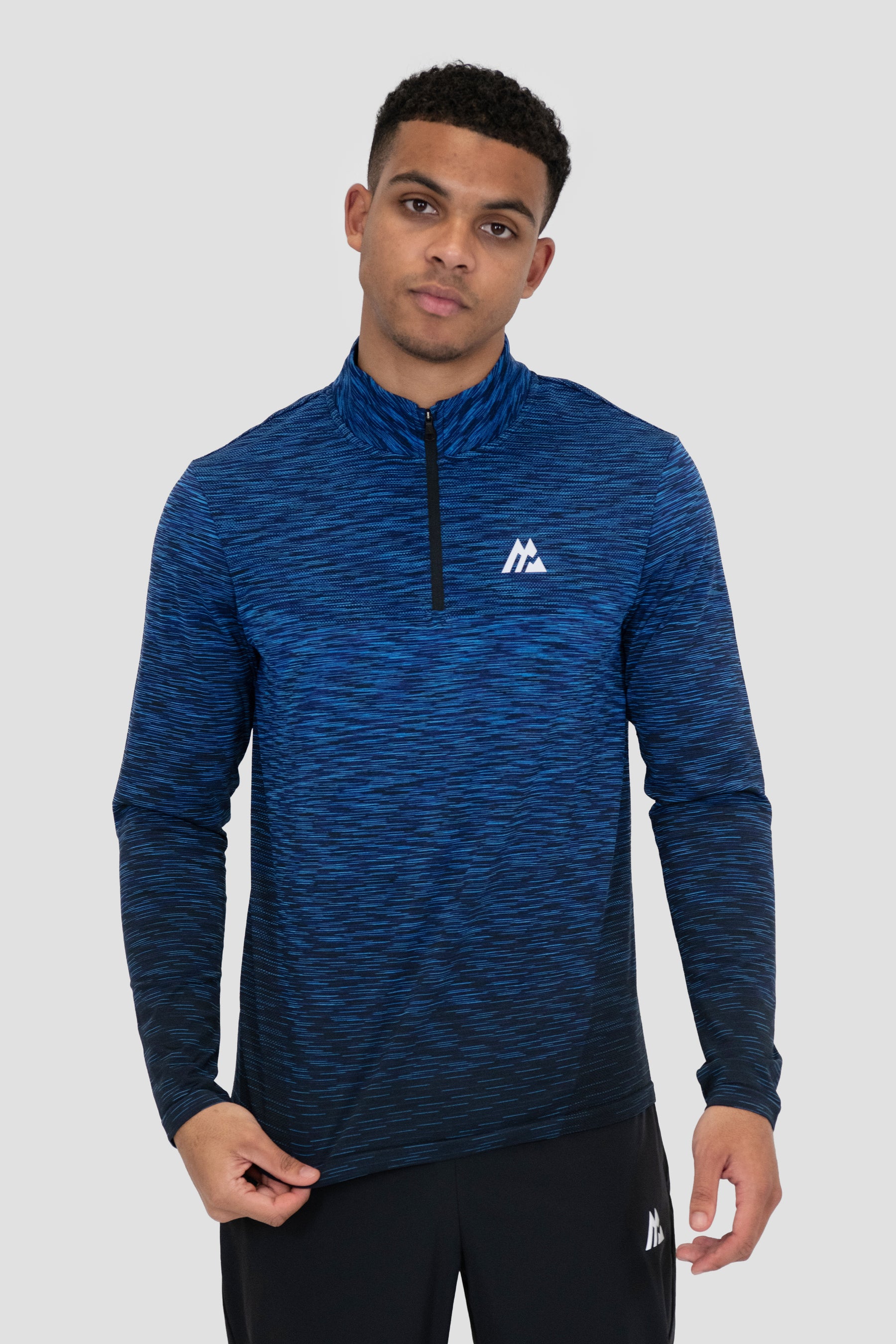 Men's Trail Seamless 1/4 Zip - Navy/Black Multi