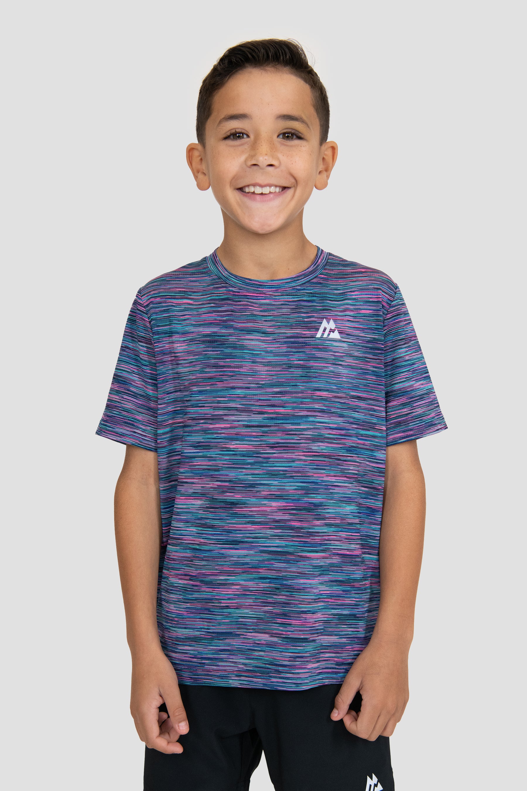 Boys Trail T-Shirt - Navy/Pink/Green