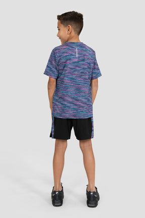 Boys Trail T-Shirt - Navy/Pink/Green