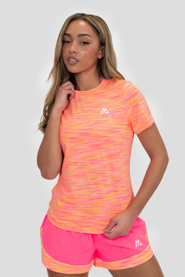 T-shirt Trail pour femme - Rose/Jaune