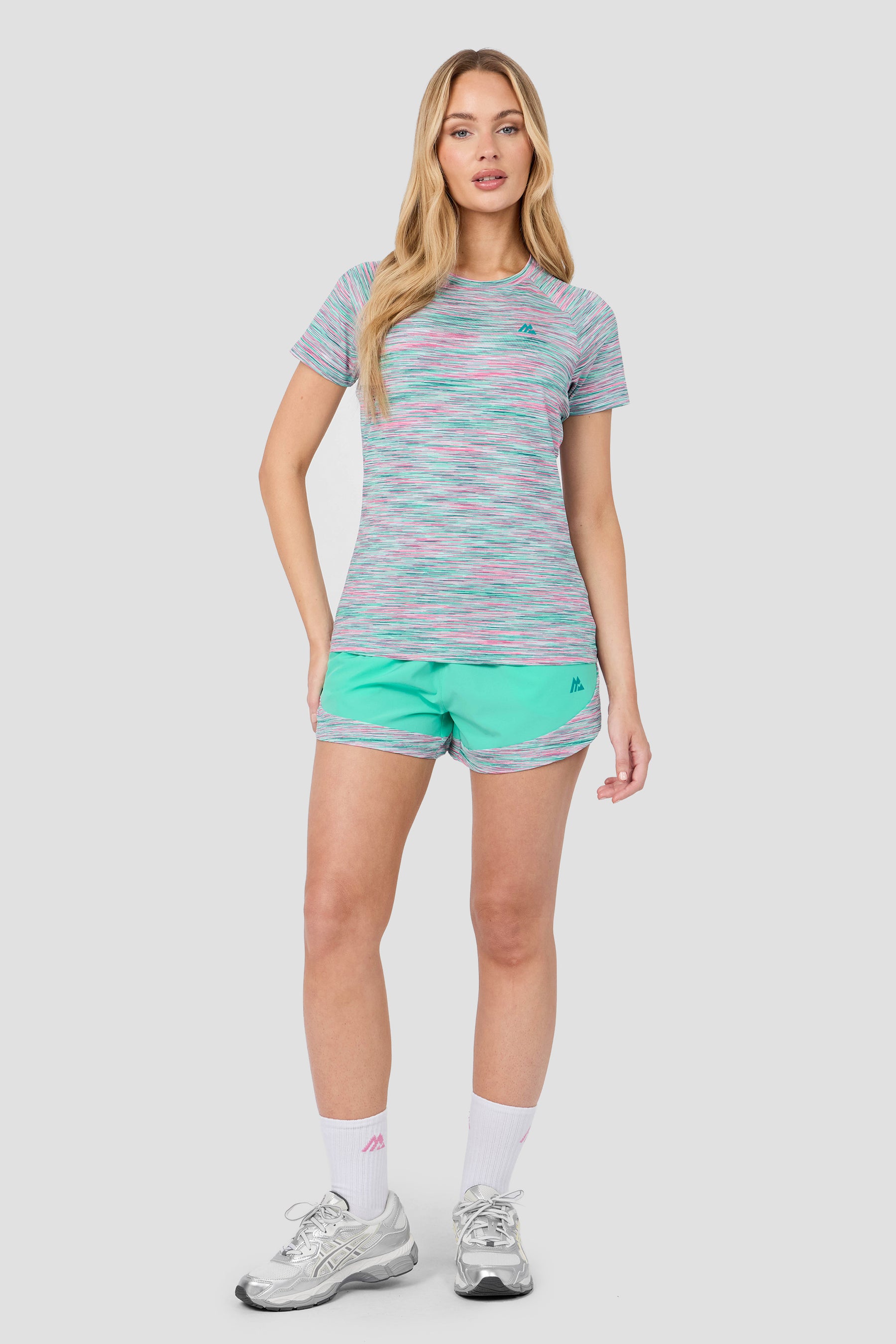 Mujeres Trail Short - Teal/Rosa/Blanco