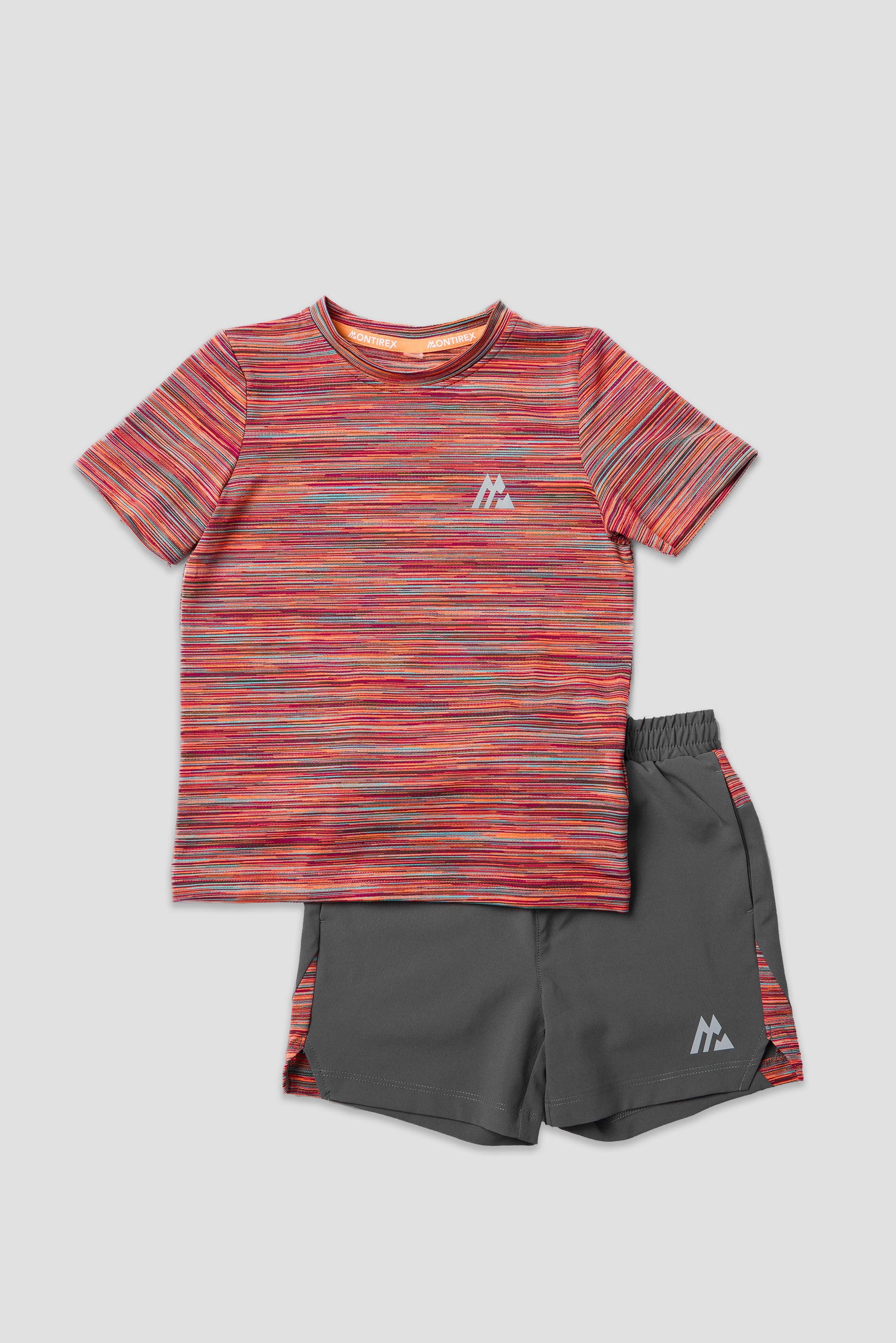 Infant Boy's Trail T-Shirt/Short Set - Orange/Sky/Cherry/Grey