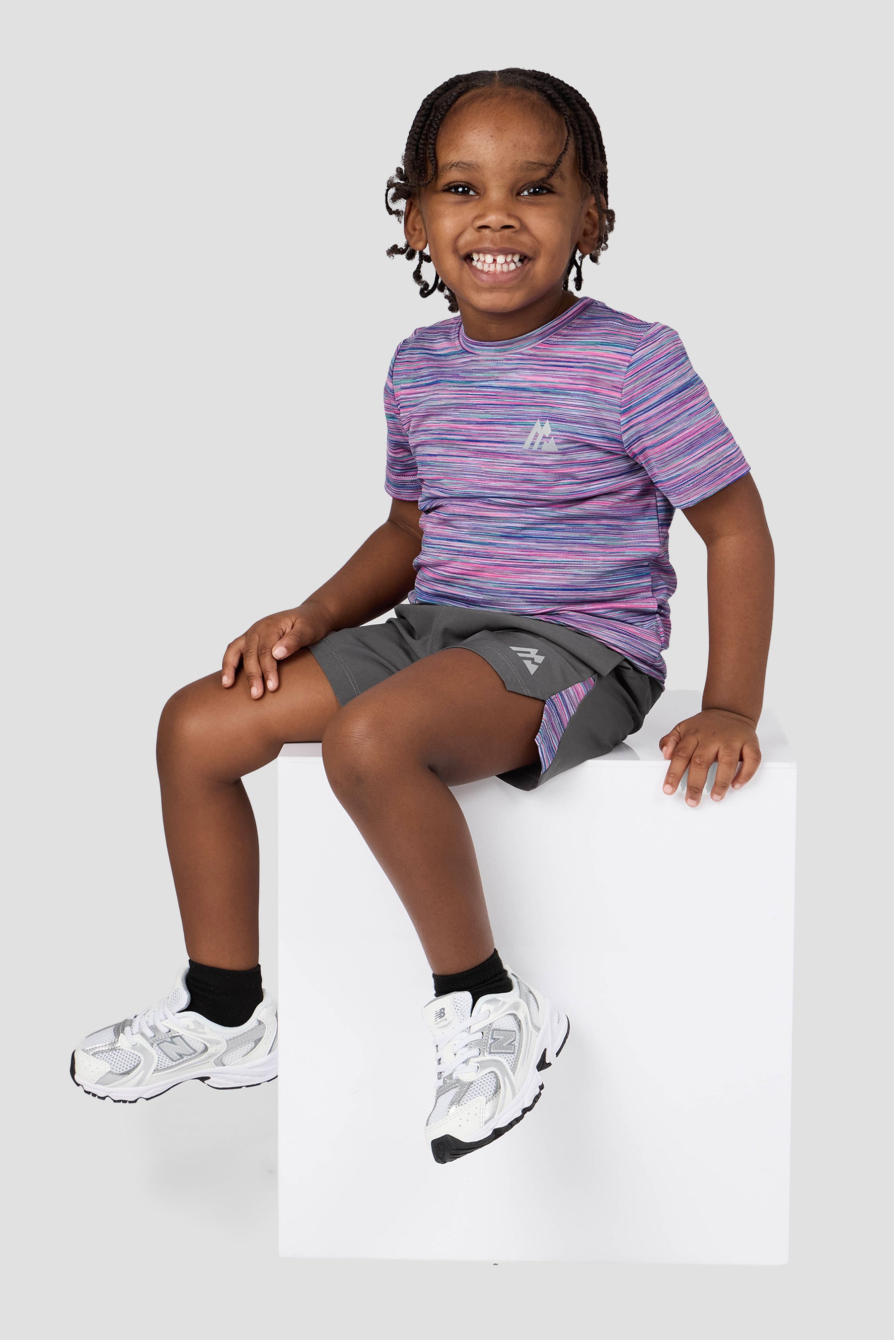 Infant Boys Trail T-Shirt/Short Set - Grey/Pink/Purple/Blue