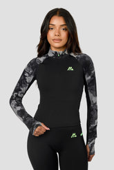 Fusion Print 1/4 Zip - Black/Winter Sky