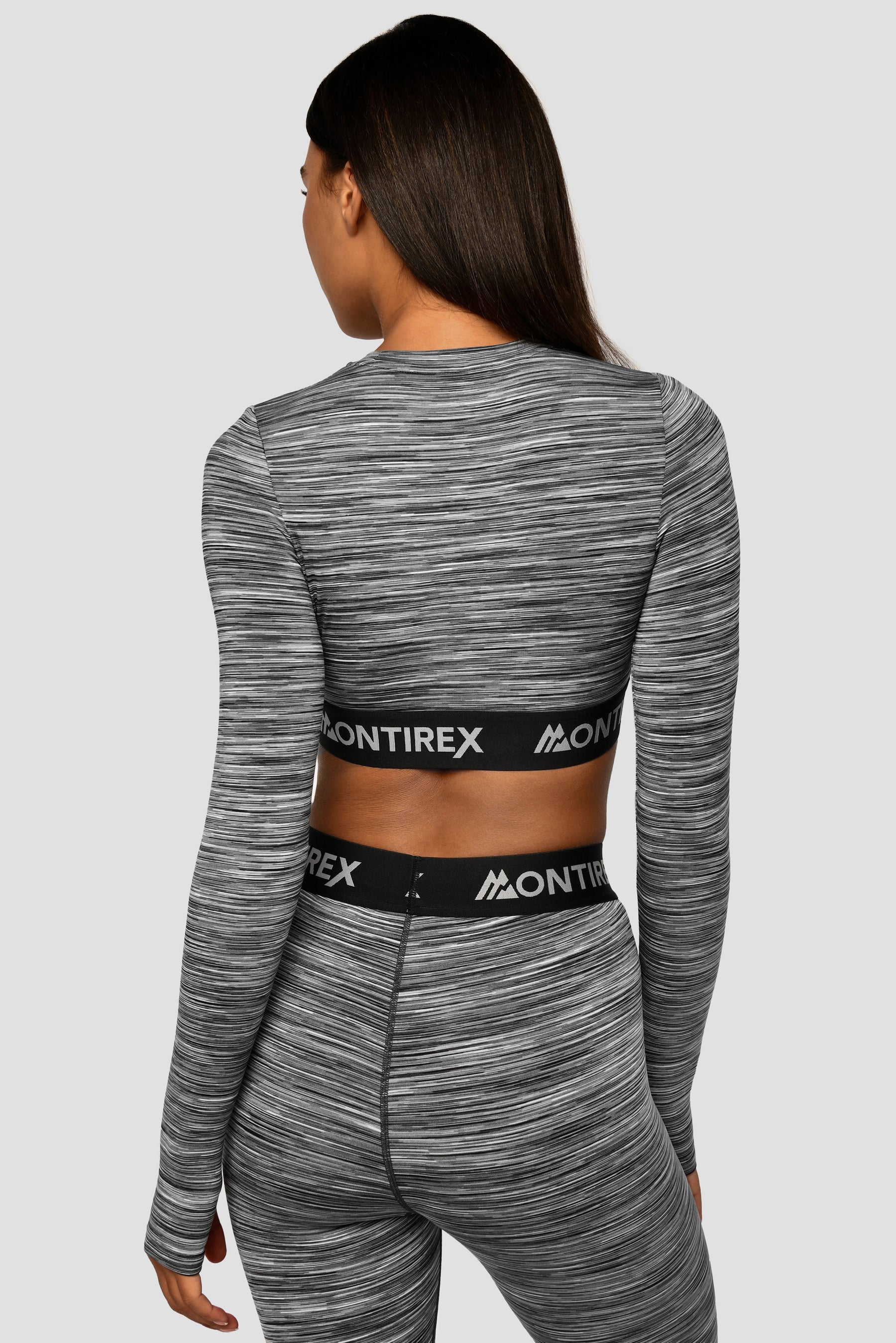 Women's Trail Icon Long Sleeve Crop - Black/Grey Multi