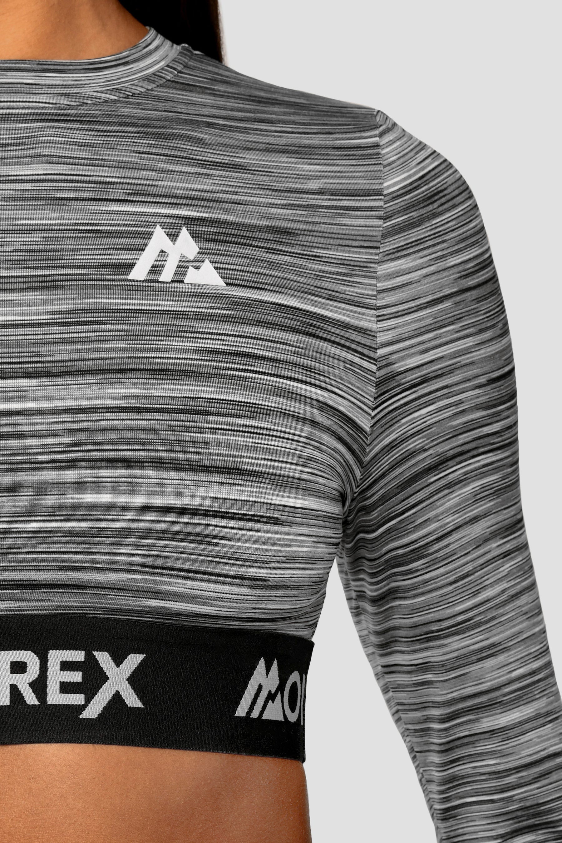 Women's Trail Icon Long Sleeve Crop - Black/Grey Multi