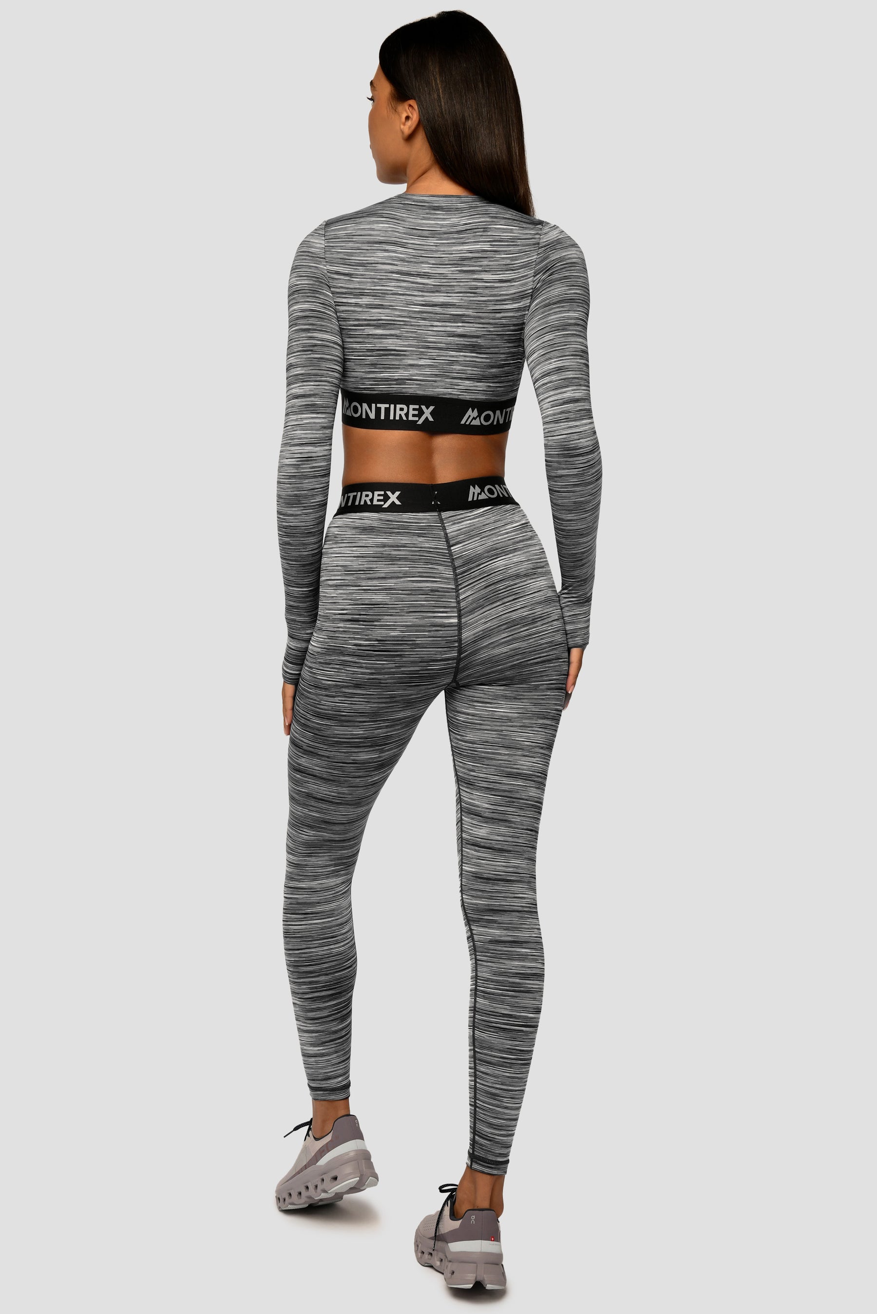 Women's Trail Icon Long Sleeve Crop - Black/Grey Multi