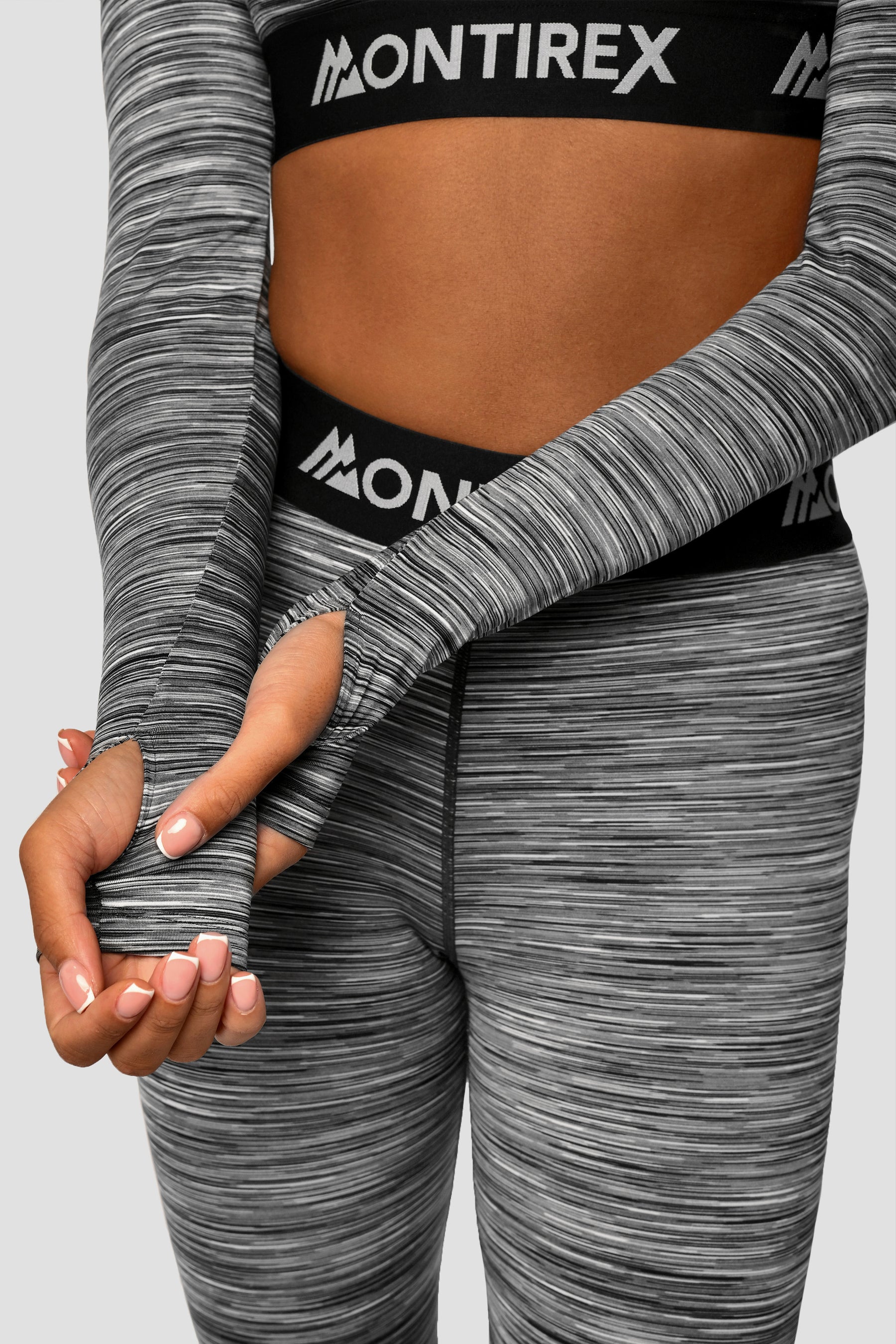 Women's Trail Icon Long Sleeve Crop - Black/Grey Multi