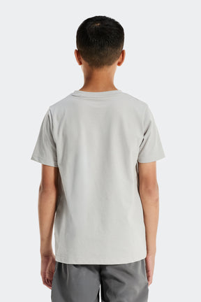 Boys Trail Linear Logo T-Shirt - Light Smoke Grey