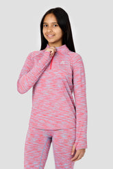 Girls Trail 2.0 1/4 Zip - Blue/Pink Multi