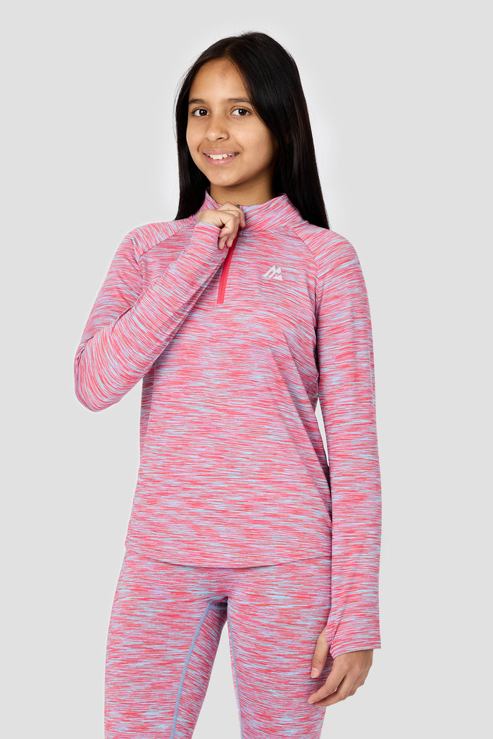 Girls Trail 2.0 1/4 Zip - Blue/Pink Multi