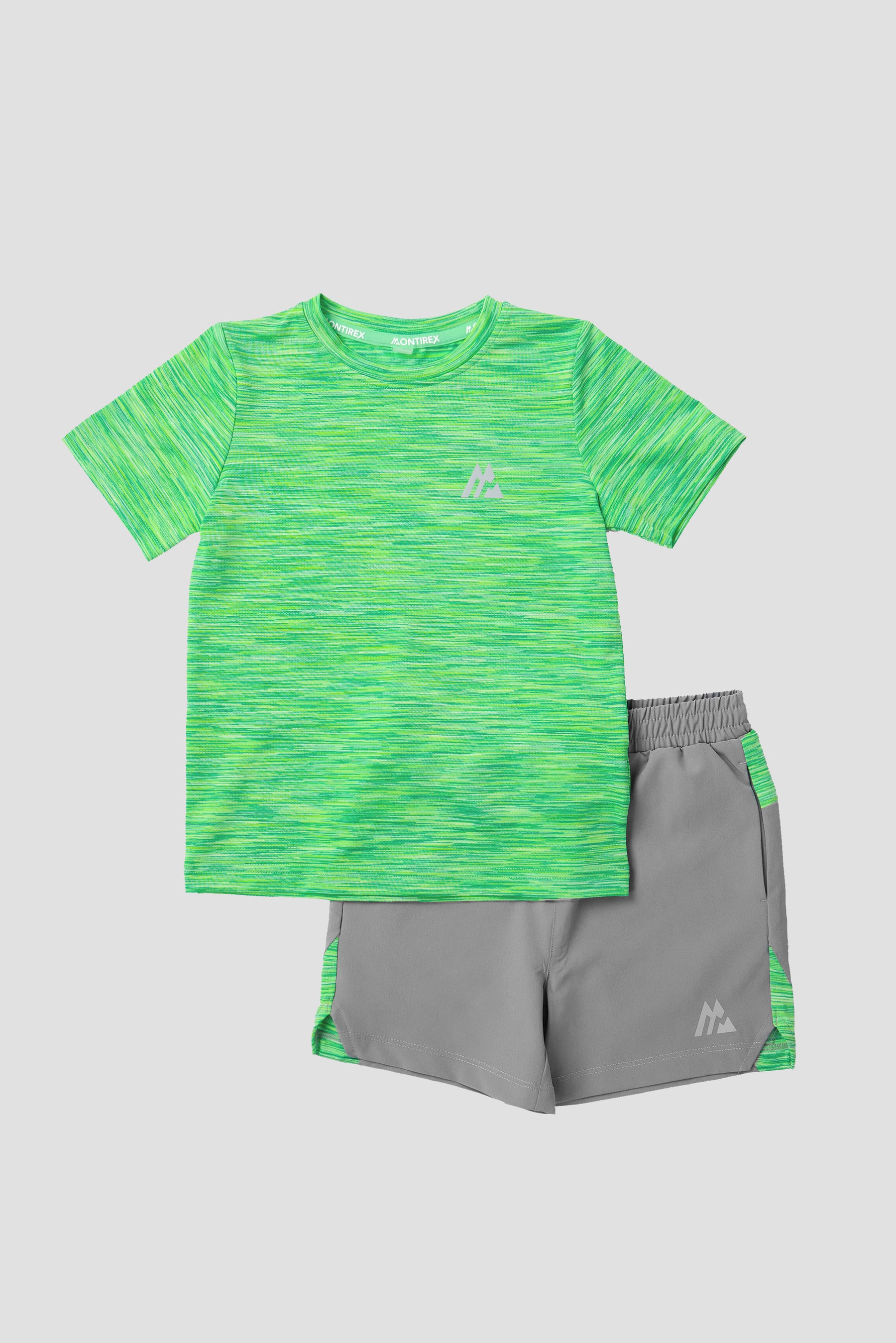 Infant Boys Trail T-Shirt/Short Set - Grey/Neon Green Multi
